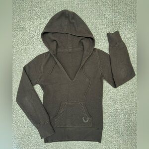 Brown cashmere hoodie sweater